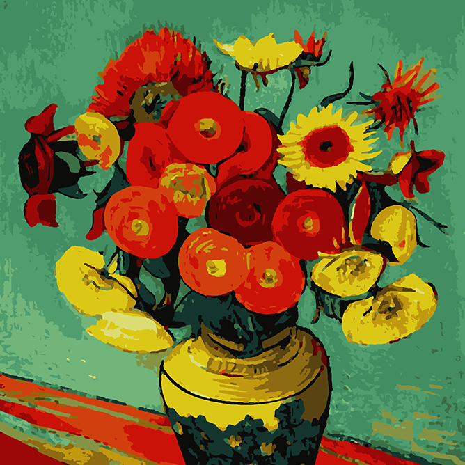 Red Flowers Paint by Numbers Kit