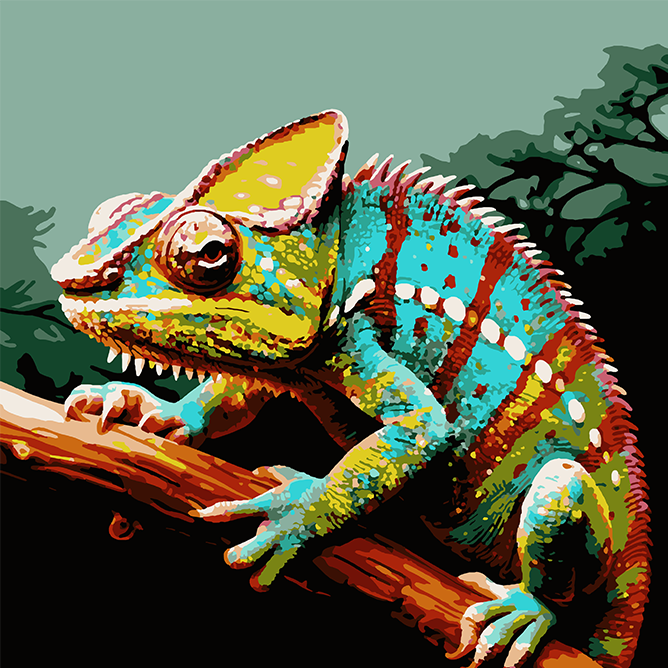 Colorful Chameleon - Paint by Numbers Kit