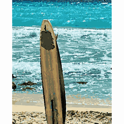 Surfboard on the Beach - Paint By Numbers Kit